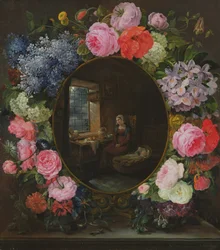 Mother and Child in a Garland of Flowers, 1829